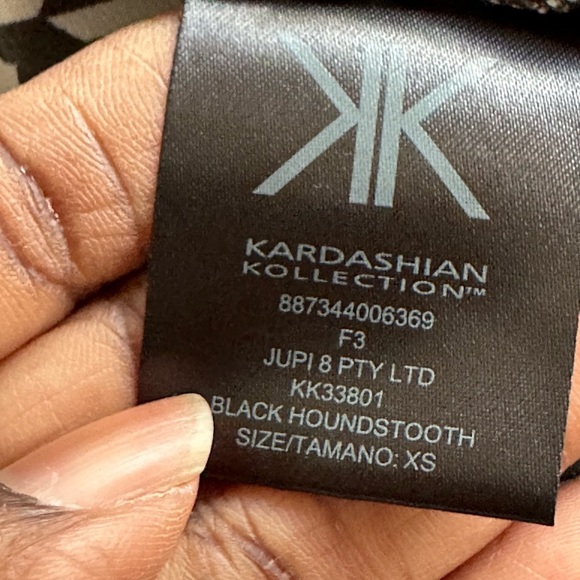 Kardashian Kollection Blouse Houndstooth Bow Long Sleeve Dark Academia Sz XS - Picture 5 of 9